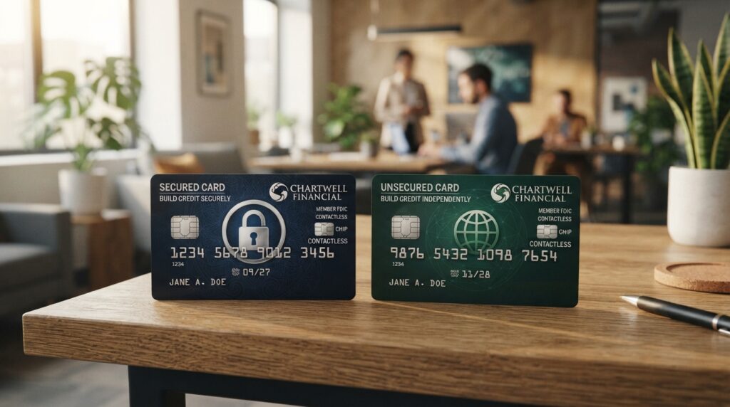 Credit-building cards with secured and unsecured account options